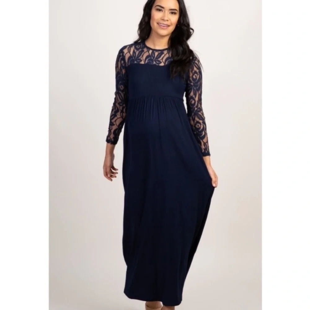 PinkBlush lace long sleeve maxi maternity